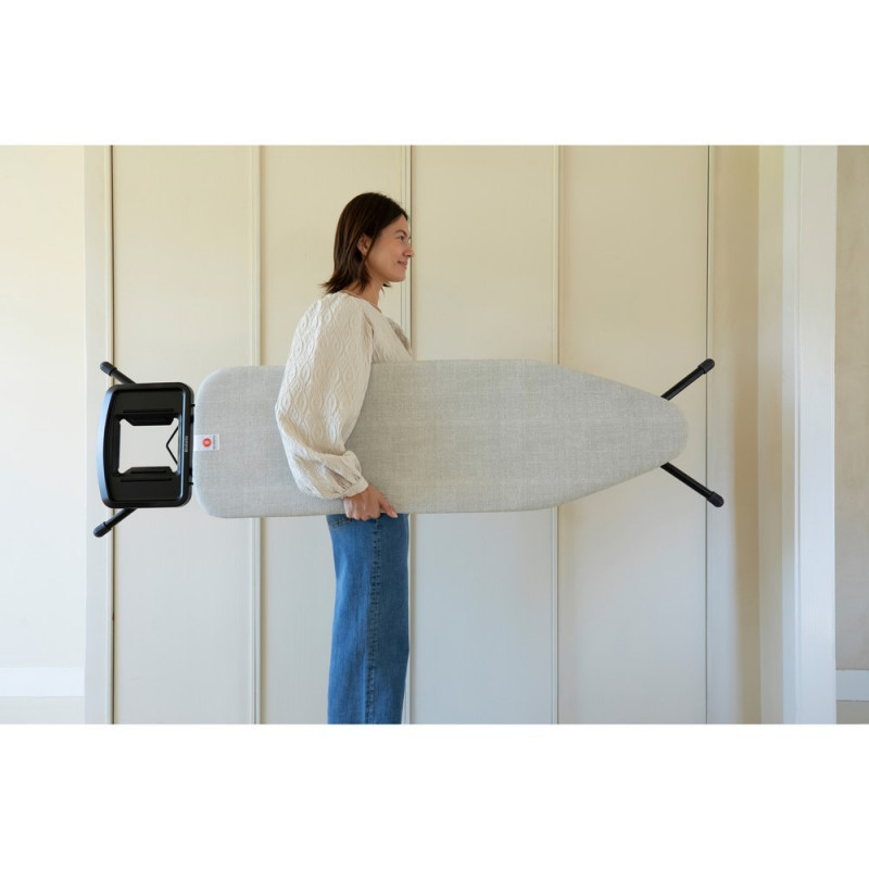 Τραπέζι σιδερώματος Brabantia B 1008893, 124x38 cm, 7 θέσεις ρύθμισης, Μεγάλη θήκη σίδερου, Ανοιχτό γκρι