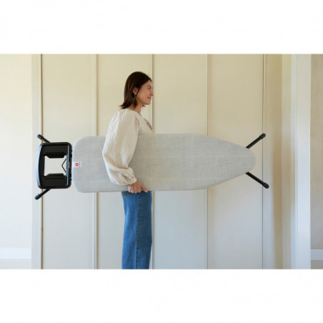 Τραπέζι σιδερώματος Brabantia B 1008893, 124x38 cm, 7 θέσεις ρύθμισης, Μεγάλη θήκη σίδερου, Ανοιχτό γκρι