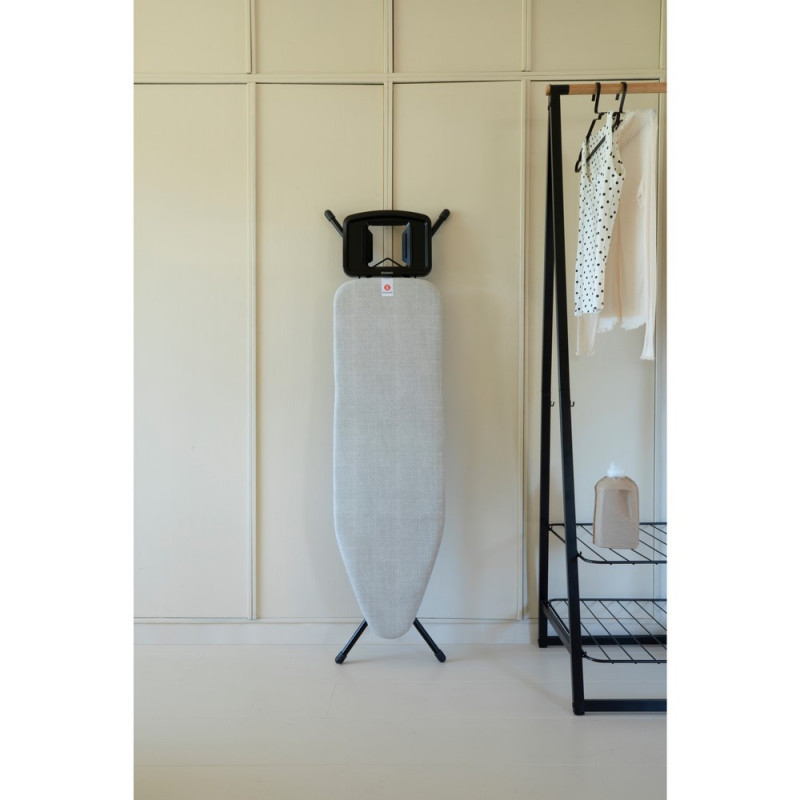 Τραπέζι σιδερώματος Brabantia B 1008893, 124x38 cm, 7 θέσεις ρύθμισης, Μεγάλη θήκη σίδερου, Ανοιχτό γκρι