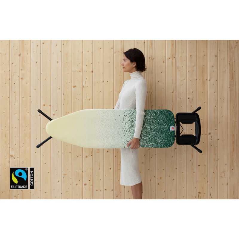 Τραπέζι σιδερώματος Brabantia B 1008894, 124x38 cm, 7 θέσεις ρύθμισης, Μεγάλη θήκη σίδερου, Κίτρινο/πράσινο