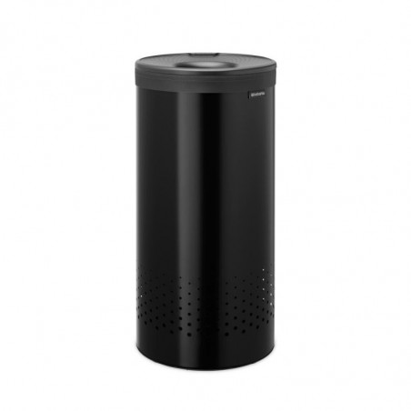Brabantia 1008916 Καλάθι πλυντηρίου ρούχων, 35 L, πλαστικό καπάκι, πλήρωση χωρίς άνοιγμα, οπές εξαερισμού, μαύρο