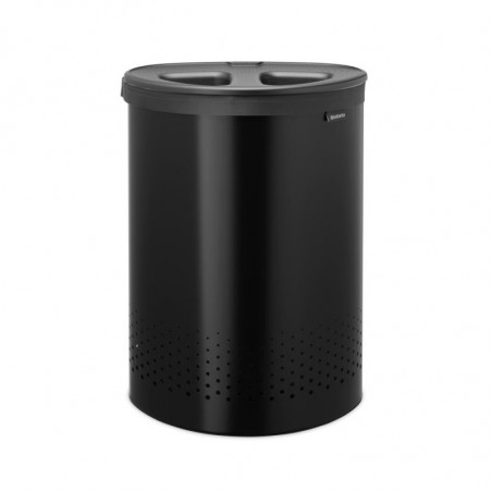 Καλάθι πλύσης Brabantia Selector 1008917, 55 l, 2 διαμερίσματα, οπές εξαερισμού, πλήρωση χωρίς άνοιγμα, Μαύρο