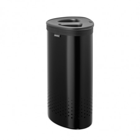 Καλάθι πλύσης Brabantia Selector 1008917, 55 l, 2 διαμερίσματα, οπές εξαερισμού, πλήρωση χωρίς άνοιγμα, Μαύρο