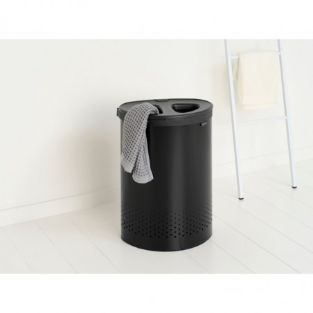 Καλάθι πλύσης Brabantia Selector 1008917, 55 l, 2 διαμερίσματα, οπές εξαερισμού, πλήρωση χωρίς άνοιγμα, Μαύρο
