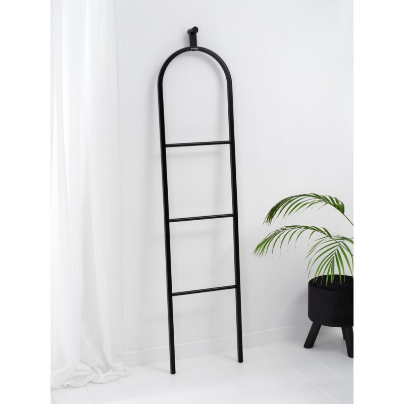 Πολυλειτουργική κρεμάστρα ρούχων Brabantia Linn 1008927, 3 ράφια, Οβάλ μέρος για κρέμασμα σακακιού, Ανθεκτικό στη διάβρωση, Μαύρο
