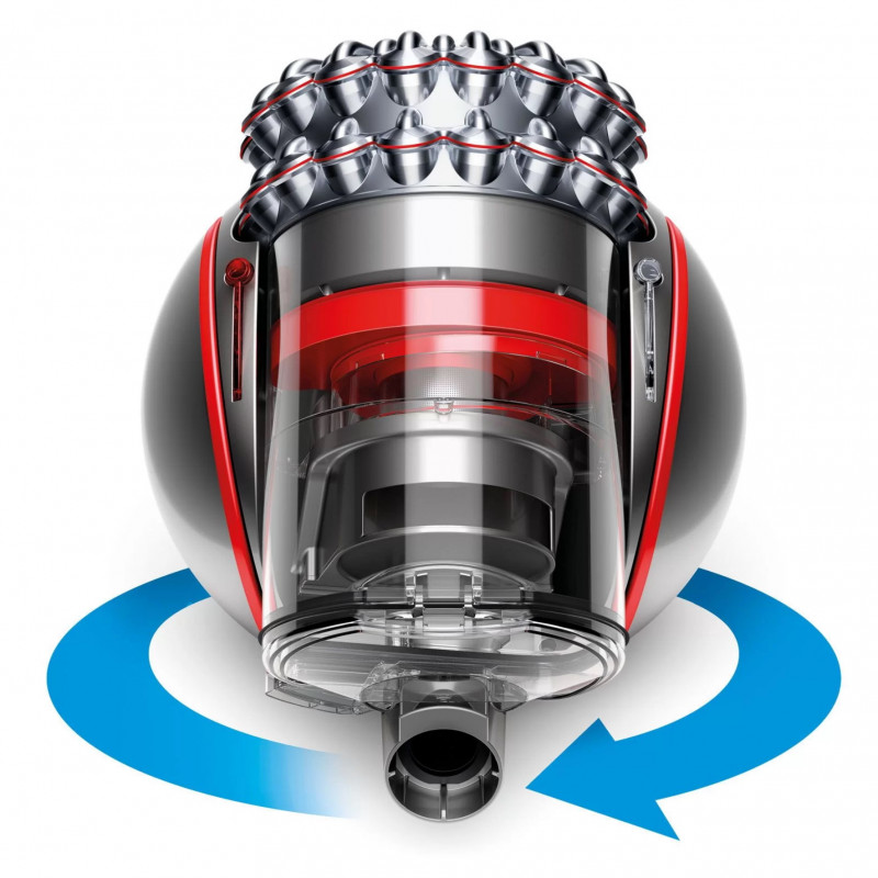 Ηλεκτρική σκούπα με δοχείο Dyson Cin BigBall AbPr, 700W, 1,5l, Κατηγορία Α, Σύστημα Cinetic Cyclone, Αυτοεπιπεδούμενο, Χωρίς αλλαγές φίλτρων, Γκρι/Κόκκινο