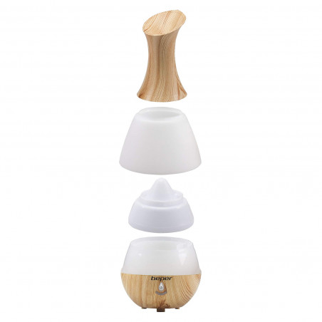 Διαχυτής αρωμάτων Beper 70.405, 4 W, 235 ml, Κατάλληλος για αιθέρια έλαια, LED φως, 7 χρώματα, Ξύλο