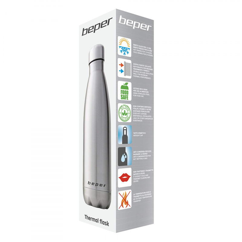 Θερμομπουκάλι Beper BI.505, 500 ml, Διπλό τοίχωμα, χωρίς BPA, Ανοξείδωτο, Inox