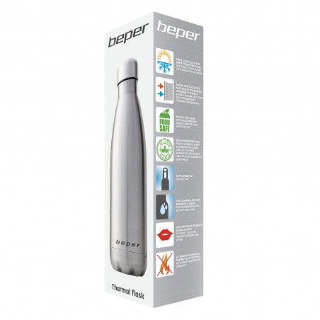 Θερμομπουκάλι Beper BI.505, 500 ml, Διπλό τοίχωμα, χωρίς BPA, Ανοξείδωτο, Inox