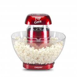 Μηχανή ποπ κορν ζεστό αέρα Beper P101CUD052 ,1200W, έως 80 g καλαμποκιού, ενσωματωμένο μπολ, Κόκκινο