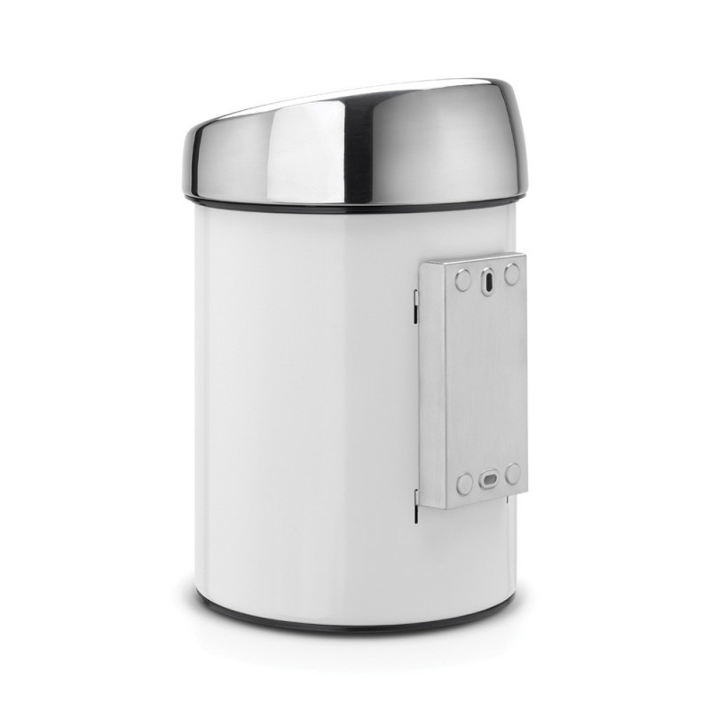 Brabantia Touch Bin 647216, 3 L, Ομαλό και αθόρυβο άνοιγμα, Επίτοιχη τοποθέτηση, Λευκό