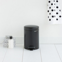 Κάδος με πεντάλ Brabantia NewIcon 649001, 3 L, Ομαλό κλείσιμο, Αντιολισθητική βάση, Μαύρο