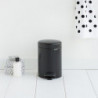 Κάδος με πεντάλ Brabantia NewIcon 649001, 3 L, Ομαλό κλείσιμο, Αντιολισθητική βάση, Μαύρο