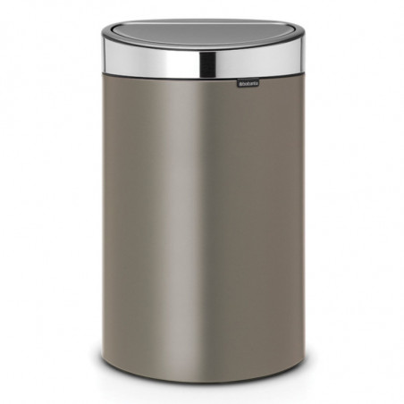Κάδος Brabantia Touch Bin New 650529, 40 l, αθόρυβο και ομαλό κλείσιμο, επίπεδη πλάτη, γκρι/inox