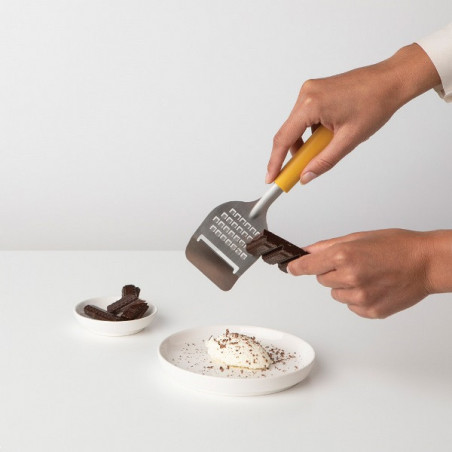 Μαχαίρι τυριού με τρίφτη Brabantia Tasty+ 1001191, Λεπίδα γυαλισμένη με υπέρηχο, Ανοξείδωτο ατσάλι, Κίτρινο
