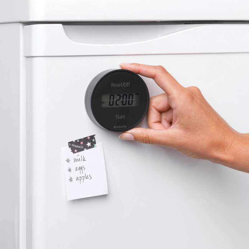 Χρονοδιακόπτης κουζίνας Brabantia Tasty+ 1001249, Ψηφιακή οθόνη, Μαγνήτης, Χρονόμετρο, Σκούρο γκρι