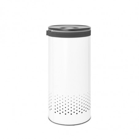 Brabantia 1004178 Καλάθι πλυντηρίου, 35 L, πλαστικό καπάκι, πλήρωση χωρίς άνοιγμα, οπές εξαερισμού, λευκό