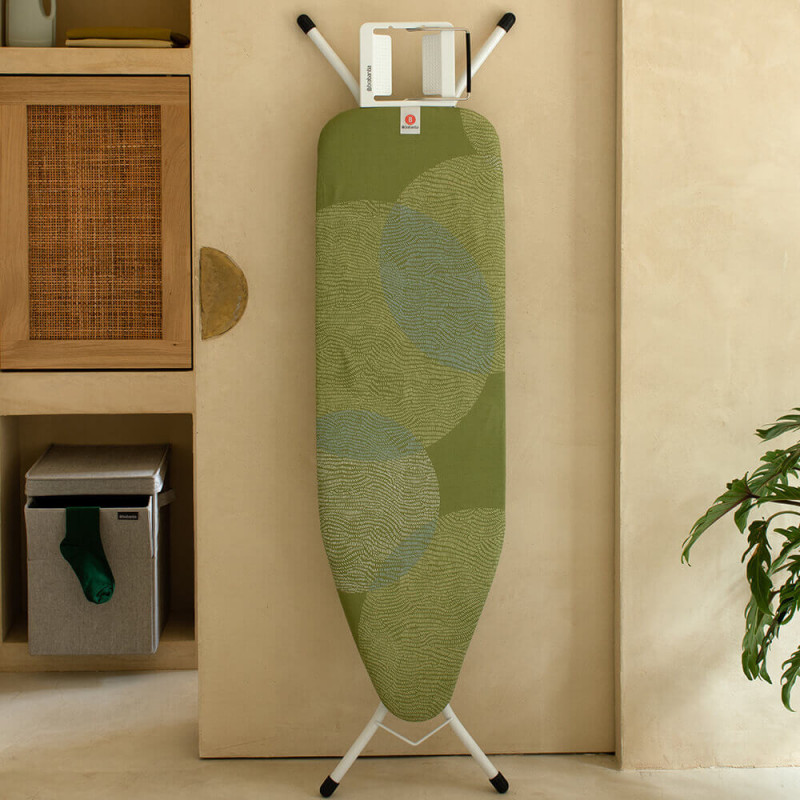 Τραπέζι σιδερώματος Brabantia B 1005616, 124x38 cm, 7 θέσεις ρύθμισης, Σιδεροθήκη, Πράσινο