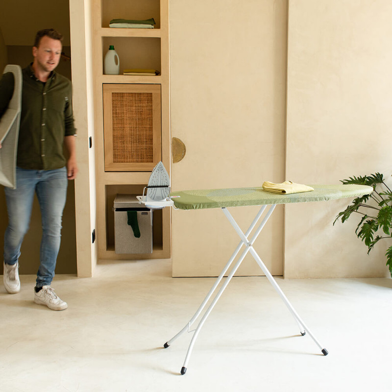 Τραπέζι σιδερώματος Brabantia B 1005616, 124x38 cm, 7 θέσεις ρύθμισης, Σιδεροθήκη, Πράσινο