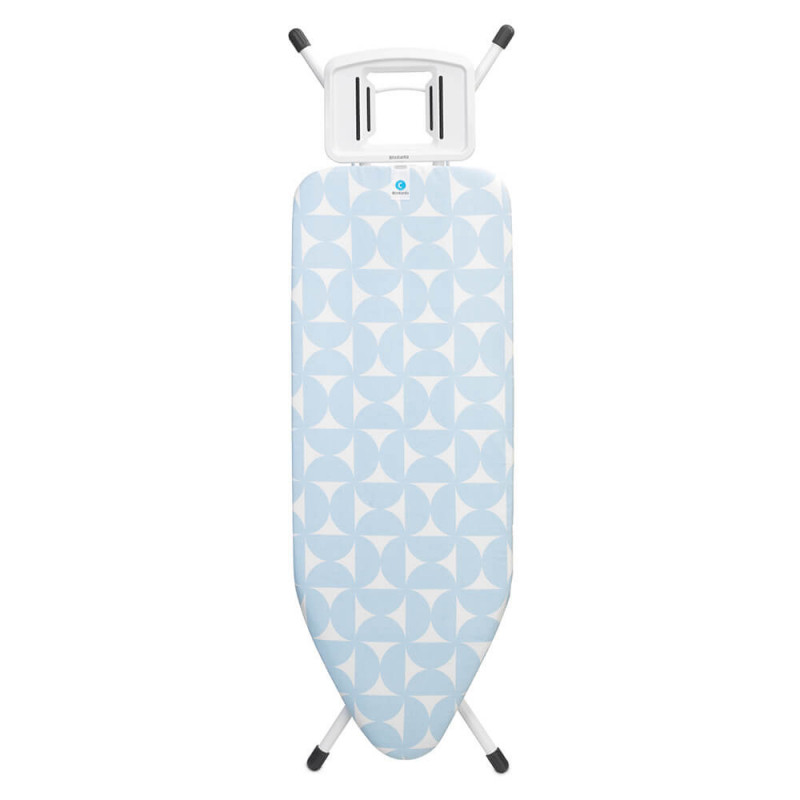 Τραπέζι σιδερώματος Brabantia C 1005620, 124x45 cm, 7 θέσεις ρύθμισης, Μεγάλη θήκη σίδερου, Μπλε ανοιχτό χρώμα