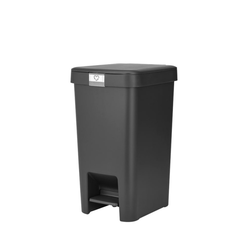 Κάδος απορριμμάτων με πεντάλ Brabantia StepUp 1008479, 16 L, Οικολογικά υλικά, Μεγάλο άνοιγμα, Σκούρο γκρι