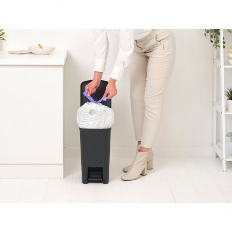 Κάδος απορριμμάτων με πεντάλ Brabantia StepUp 1008479, 16 L, Οικολογικά υλικά, Μεγάλο άνοιγμα, Σκούρο γκρι