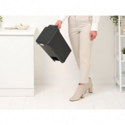 Κάδος απορριμμάτων με πεντάλ Brabantia StepUp 1008479, 16 L, Οικολογικά υλικά, Μεγάλο άνοιγμα, Σκούρο γκρι