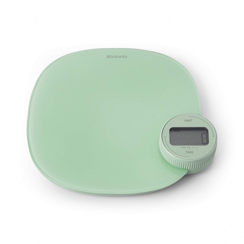 Ζυγαριά κουζίνας Brabantia Tasty+ 1001254, Μέχρι 5 kg, Δεν χρειάζονται μπαταρίες, Τάρα, Ψηφιακή οθόνη, Πράσινο φως