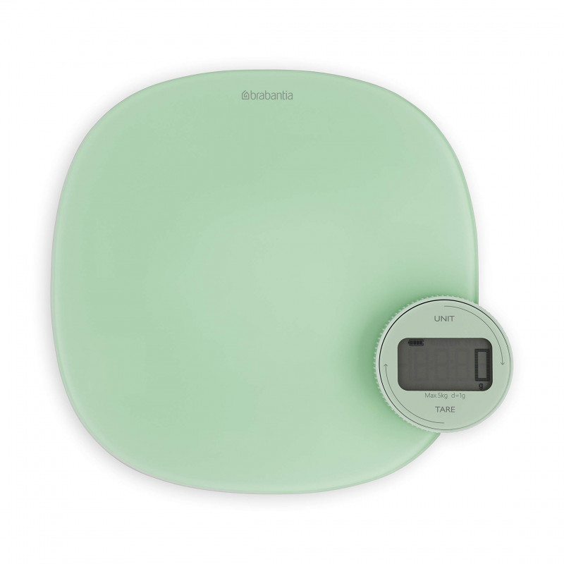 Ζυγαριά κουζίνας Brabantia Tasty+ 1001254, Μέχρι 5 kg, Δεν χρειάζονται μπαταρίες, Τάρα, Ψηφιακή οθόνη, Πράσινο φως