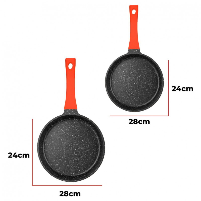 Σετ μαγειρικά σκεύη Royalty Line Premium RL-OS1014, 14cm, Χυτοσίδηρος, Επικάλυψη μάρμαρου Greblon, Επαγωγή, Κόκκινο