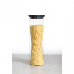 Γυάλινο βάζο Brabantia Stackable 646873, 1,9 l, Σφιχτό κλείσιμο, Πλένεται στο πλυντήριο πιάτων, Σκούρο γκρι