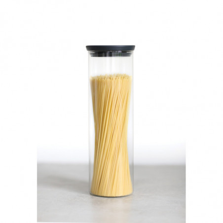 Γυάλινο βάζο Brabantia Stackable 646873, 1,9 l, Σφιχτό κλείσιμο, Πλένεται στο πλυντήριο πιάτων, Σκούρο γκρι