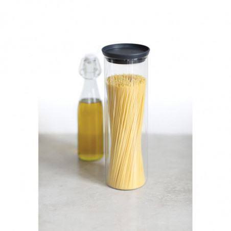 Γυάλινο βάζο Brabantia Stackable 646873, 1,9 l, Σφιχτό κλείσιμο, Πλένεται στο πλυντήριο πιάτων, Σκούρο γκρι