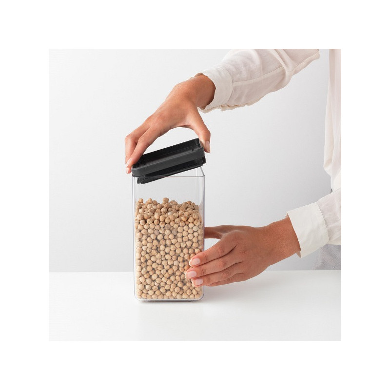 Βάζο αποθήκευσης Brabantia Tasty+ 1001172, 1,6 l, Πλυντήριο πιάτων και ψυγείο, Σκούρο γκρι