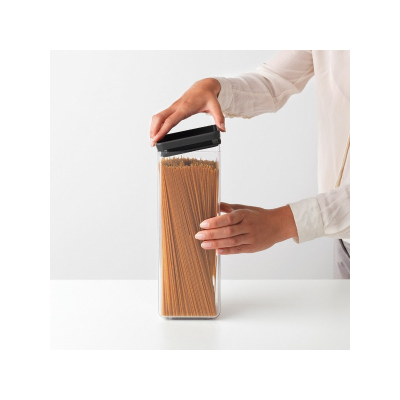 Βάζο αποθήκευσης Brabantia Tasty+ 1001173, 2,5 l, Πλυντήριο πιάτων και ψυγείο, Σκούρο γκρι