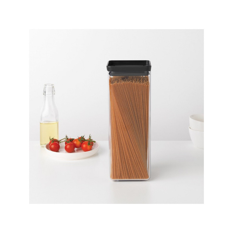 Βάζο αποθήκευσης Brabantia Tasty+ 1001173, 2,5 l, Πλυντήριο πιάτων και ψυγείο, Σκούρο γκρι