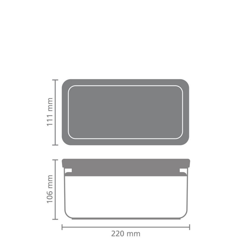 Κουτί αποθήκευσης Brabantia Tasty+ Stackable 1008874, 1,5 l, Σφραγισμένο με σιλικόνη, χωρίς BPA, Ανοιχτό γκρι