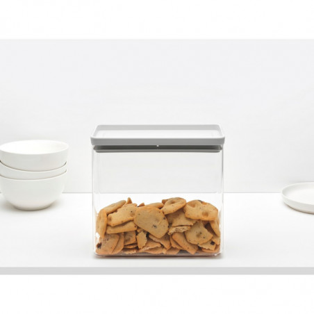 Κουτί αποθήκευσης Brabantia Tasty+ Stackable 1008876, 3,5 l, Σφραγισμένο με σιλικόνη, χωρίς BPA, Ανοιχτό γκρι