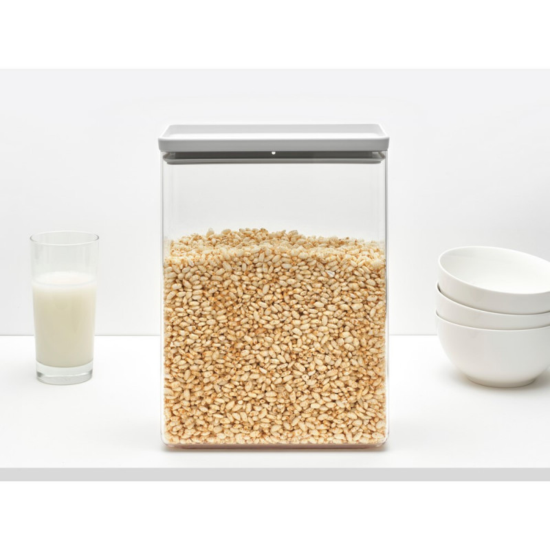 Κουτί αποθήκευσης Brabantia Tasty+ Stackable 1008878, 5,4 l, Σφραγισμένο με σιλικόνη, χωρίς BPA, Ανοιχτό γκρι