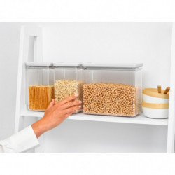 Κουτιά αποθήκευσης Brabantia Tasty+ Stackable 1008880, 2x1.6l+1x3.5l, BPA-free, Στεγανό κλείσιμο, Ανοιχτό γκρι