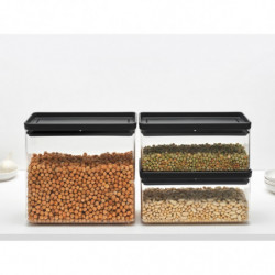 Κουτιά αποθήκευσης Brabantia Tasty+ Stackable 1008881, 2x1.5l+1x3.5l, BPA-free, Στεγανό κλείσιμο, Σκούρο γκρι