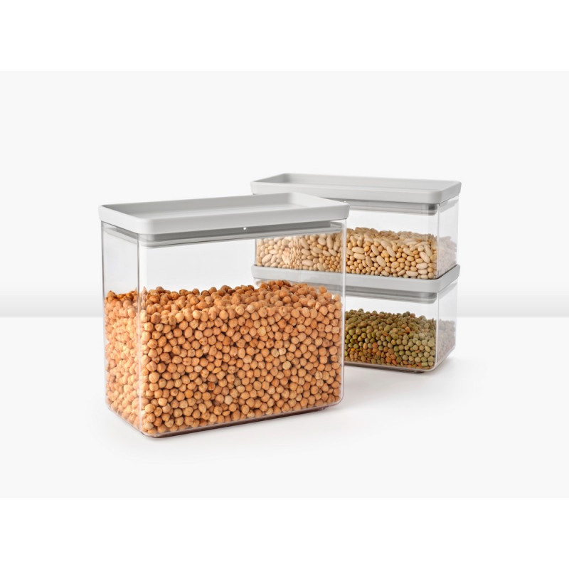 Κουτιά αποθήκευσης Brabantia Tasty+ Stackable 1008882, 1.5l/3.5l, BPA-free, Στεγανό κλείσιμο, Ανοιχτό γκρι