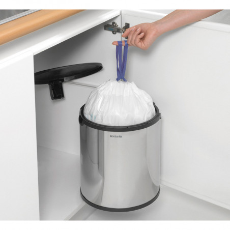 Brabantia Εντοιχιζόμενος κάδος 647044, 15 L, Ευρύ άνοιγμα, Πλαστικός εσωτερικός κάδος, Inox
