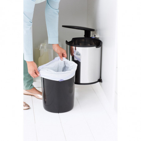 Brabantia Εντοιχιζόμενος κάδος 647044, 15 L, Ευρύ άνοιγμα, Πλαστικός εσωτερικός κάδος, Inox