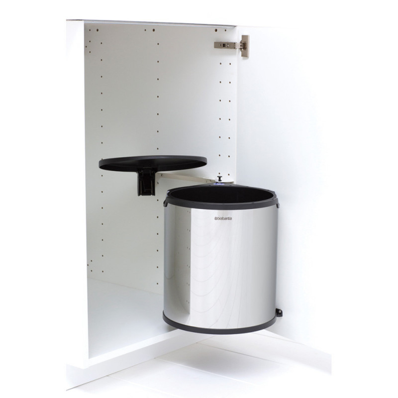 Brabantia Εντοιχιζόμενος κάδος 647044, 15 L, Ευρύ άνοιγμα, Πλαστικός εσωτερικός κάδος, Inox