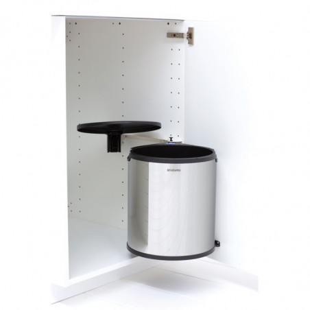 Brabantia Εντοιχιζόμενος κάδος 647044, 15 L, Ευρύ άνοιγμα, Πλαστικός εσωτερικός κάδος, Inox