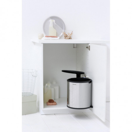 Brabantia Εντοιχιζόμενος κάδος 647044, 15 L, Ευρύ άνοιγμα, Πλαστικός εσωτερικός κάδος, Inox