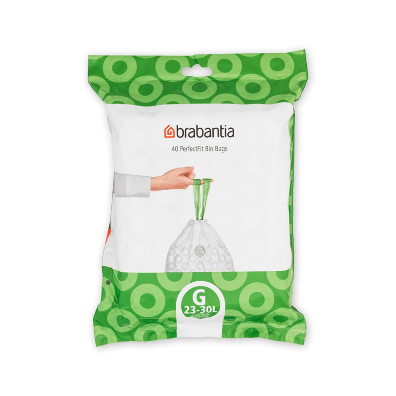 Σακούλα απορριμμάτων Brabantia 647064, μέγεθος G, 23-30 l, 40 τεμάχια, λευκό