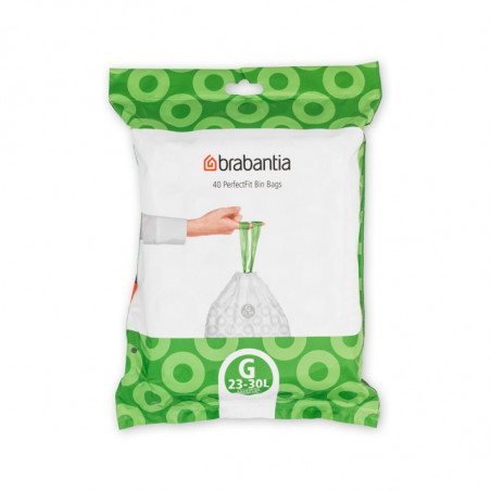 Σακούλα απορριμμάτων Brabantia 647064, μέγεθος G, 23-30 l, 40 τεμάχια, λευκό