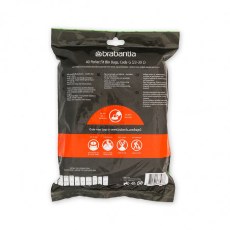 Σακούλα απορριμμάτων Brabantia 647064, μέγεθος G, 23-30 l, 40 τεμάχια, λευκό